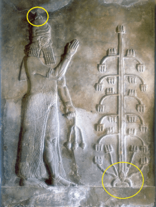 Mesopotamian ruler or deity crowned with Fleur de lis
